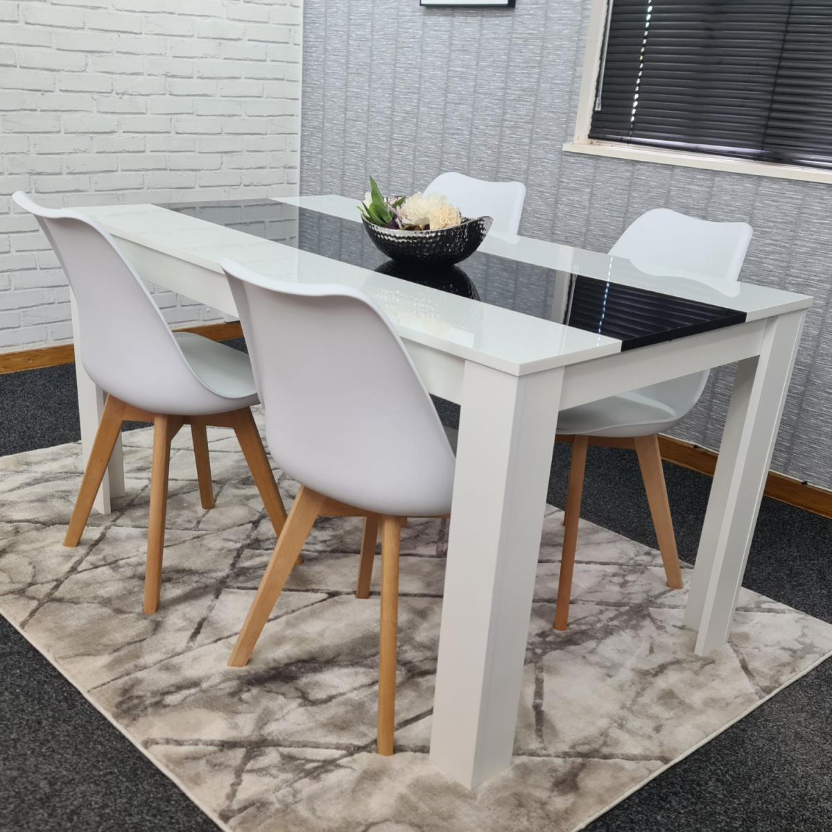 Kitchen dining table and 4 White Tulip Chairs Set of 4 dining set  - Black White – image 14
