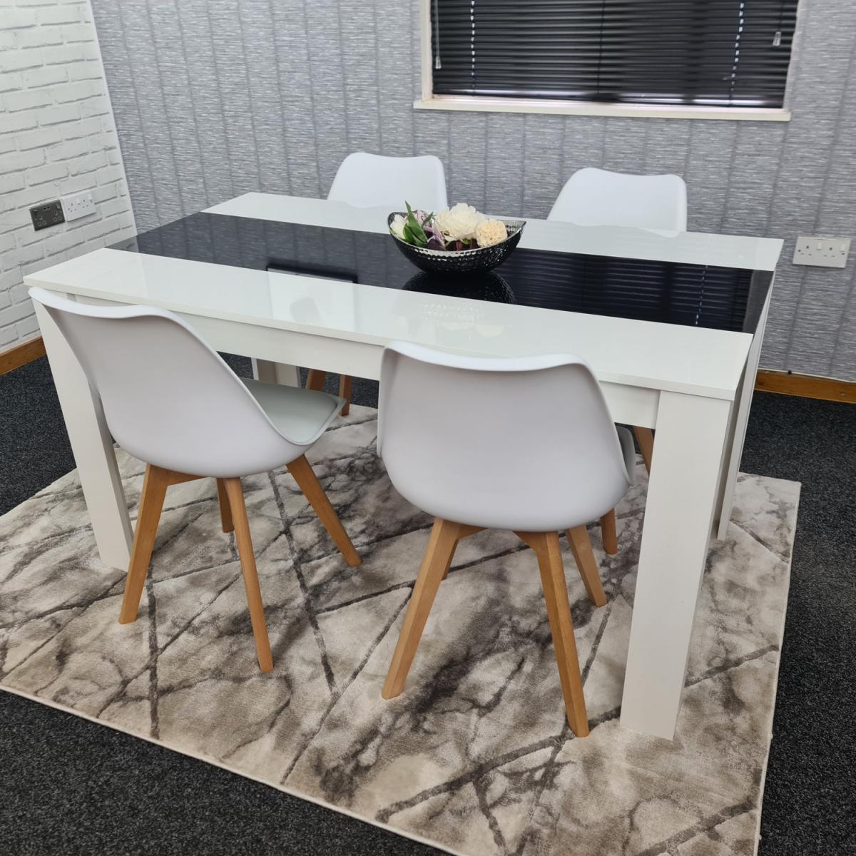 Kitchen dining table and 4 White Tulip Chairs Set of 4 dining set  - Black White – image 15