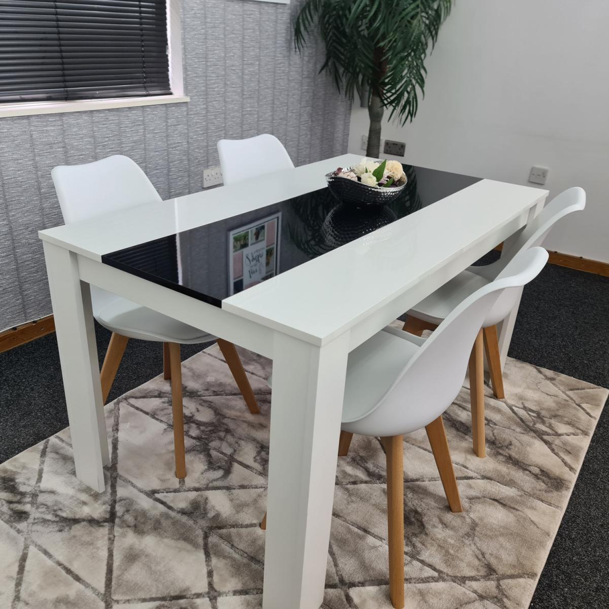 Kitchen dining table and 4 White Tulip Chairs Set of 4 dining set  - Black White – image 16