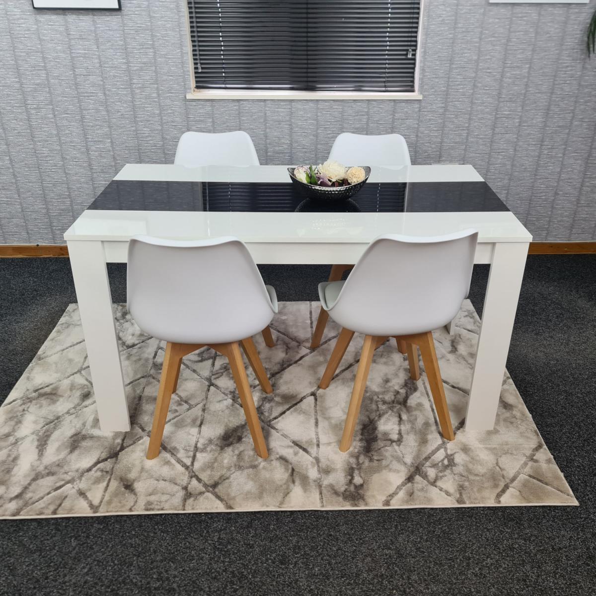Kitchen dining table and 4 White Tulip Chairs Set of 4 dining set  - Black White – image 17