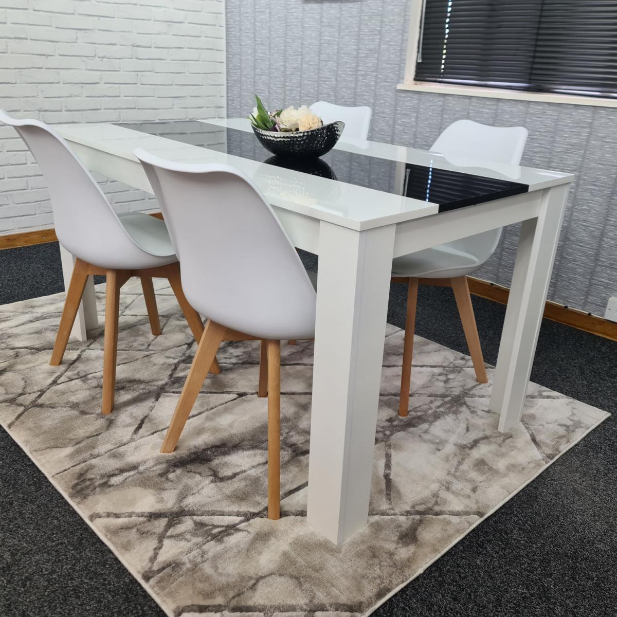 Kitchen dining table and 4 White Tulip Chairs Set of 4 dining set  - Black White – image 4