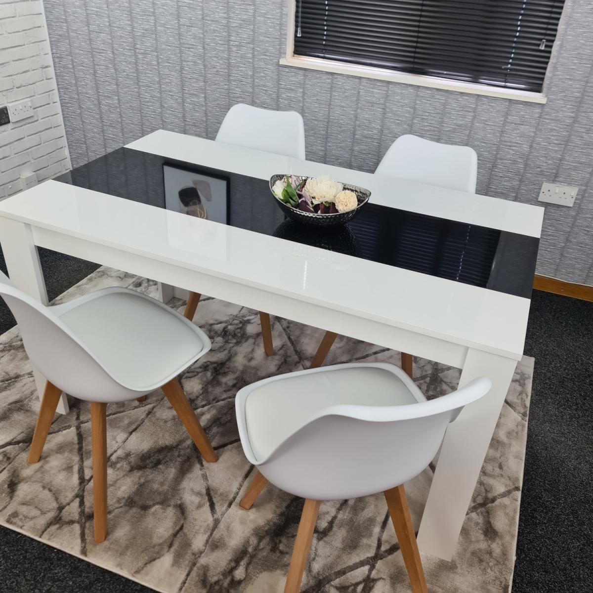 Kitchen dining table and 4 White Tulip Chairs Set of 4 dining set  - Black White – image 5