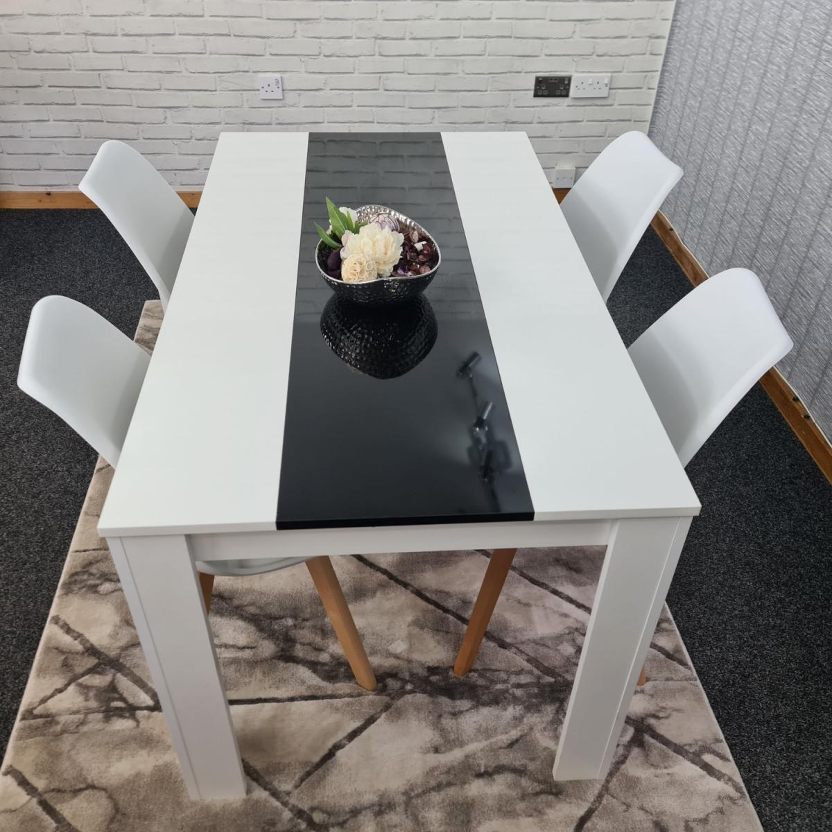 Kitchen dining table and 4 White Tulip Chairs Set of 4 dining set  - Black White – image 6