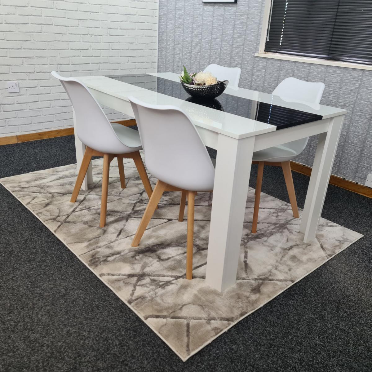 Kitchen dining table and 4 White Tulip Chairs Set of 4 dining set  - Black White – image 7