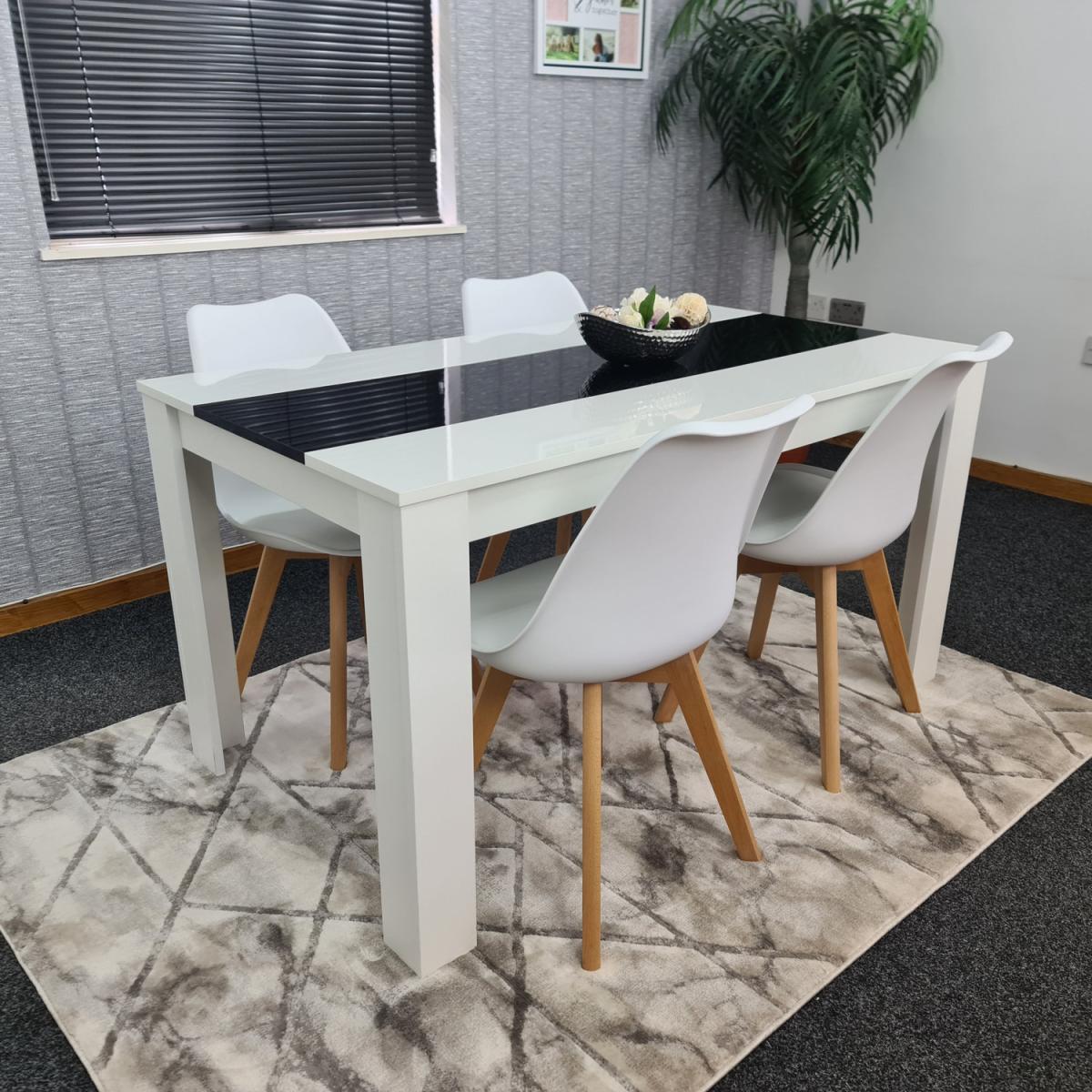 Kitchen dining table and 4 White Tulip Chairs Set of 4 dining set  - Black White – image 8