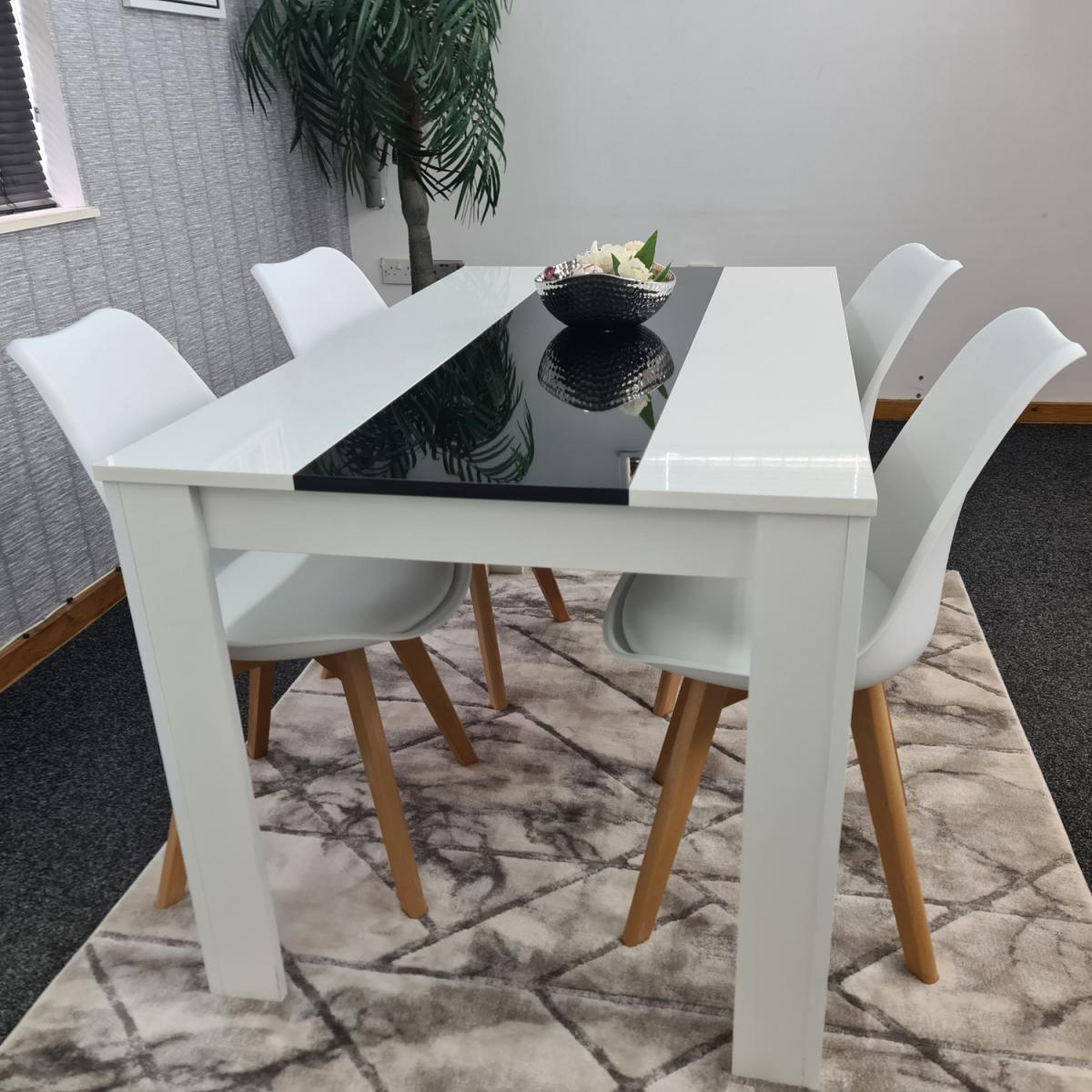 Kitchen dining table and 4 White Tulip Chairs Set of 4 dining set  - Black White – image 9