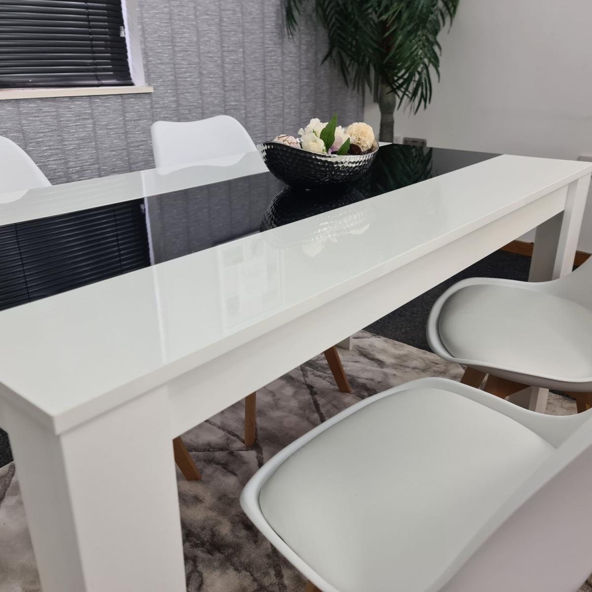 Kitchen dining table and 4 White Tulip Chairs Set of 4 dining set  - Black White – image 10