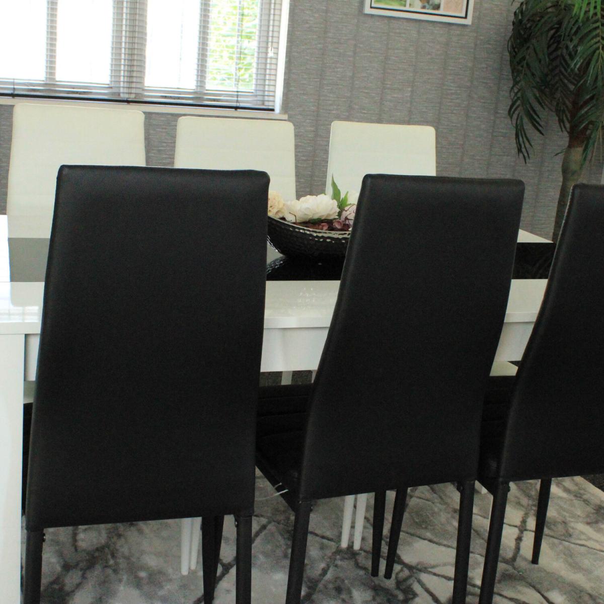 Modern White and Black Dining Table with 6 Mixed Chairs - Black & White – image 2