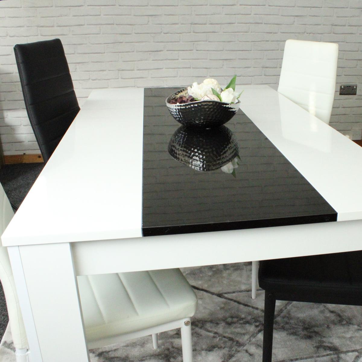 Modern White and Black Dining Table with 6 Mixed Chairs - Black & White – image 4