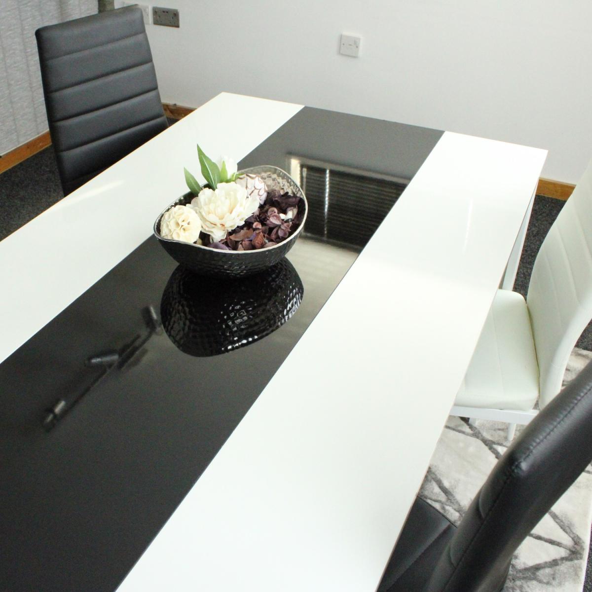 Modern White and Black Dining Table with 6 Mixed Chairs - Black & White – image 5