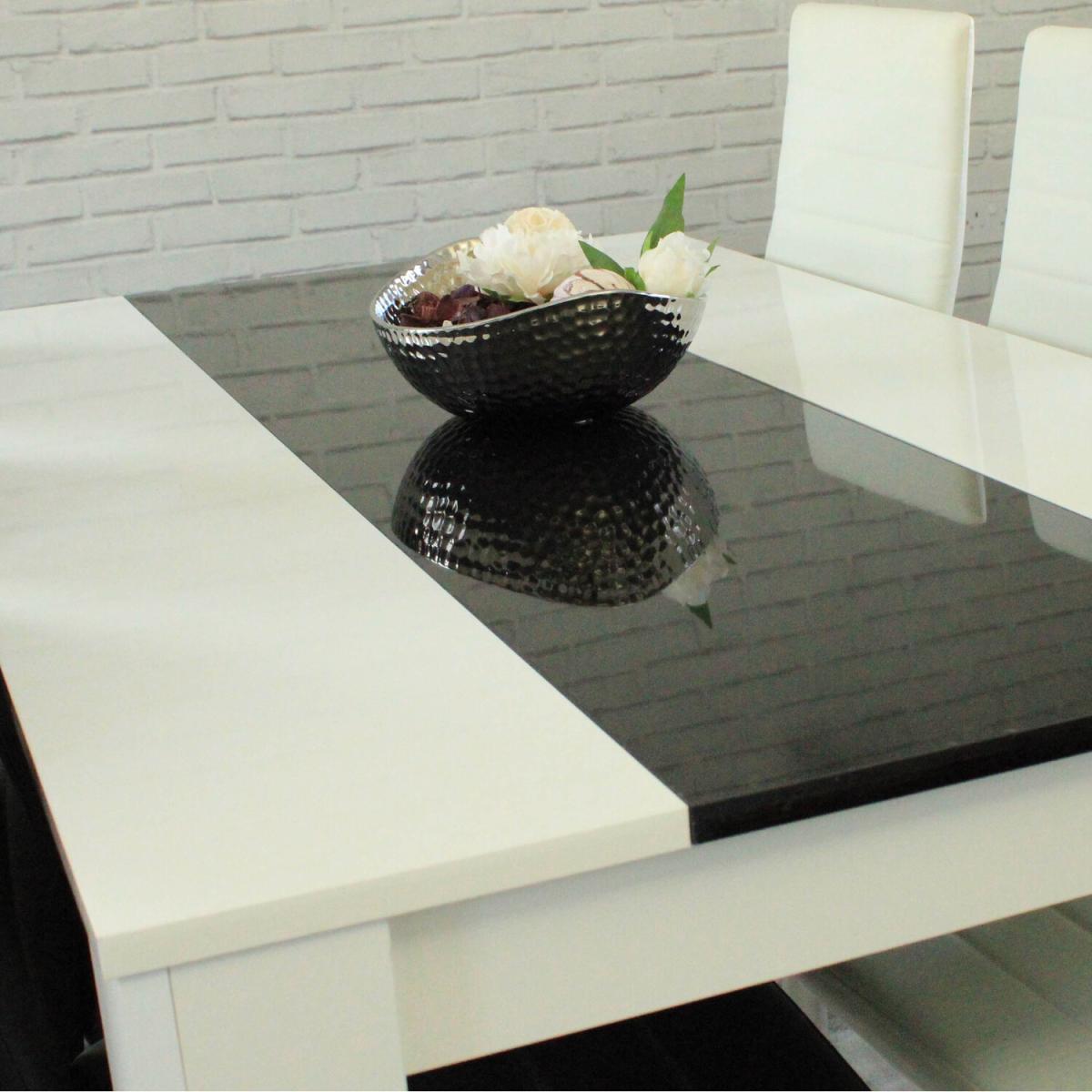 Modern White and Black Dining Table with 6 Mixed Chairs - Black & White – image 9