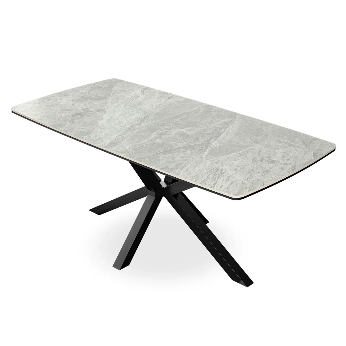 Juno Light Grey Ceramic Dining Table With 8 Anika Velvet Chairs - Black – image 3