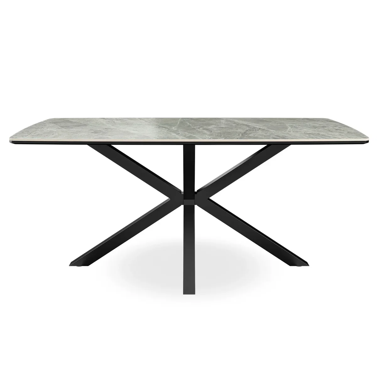 Juno Light Grey Ceramic Dining Table With 8 Anika Velvet Chairs - Black – image 4