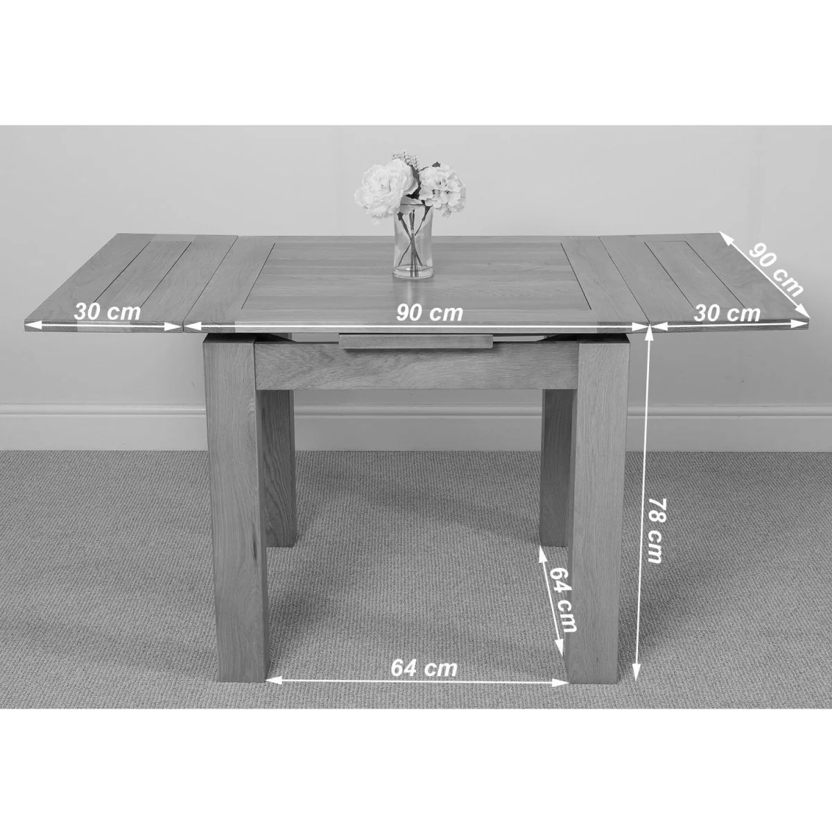 Richmond 90-150cm Square Oak Extending Dining Table and 4 Yale Chairs - Brown – image 4