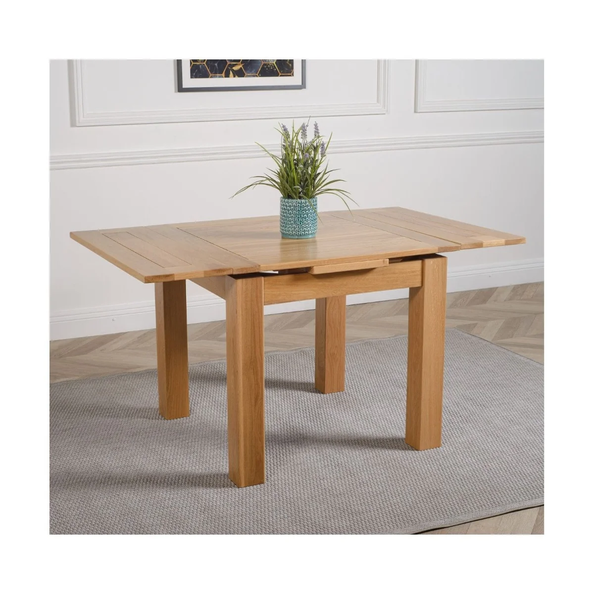 Richmond 90-150cm Square Oak Extending Dining Table and 4 Yale Chairs - Brown – image 5