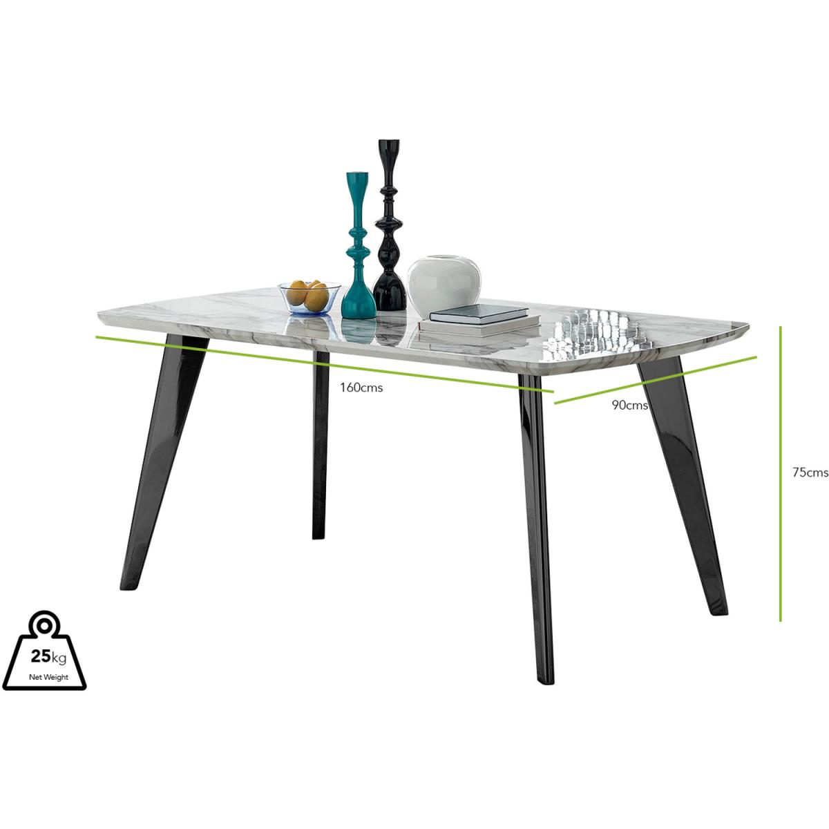 Andria Black Leg Marble Effect Dining Table and 6 Pesaro Gold Leg Chairs - Blue – image 12