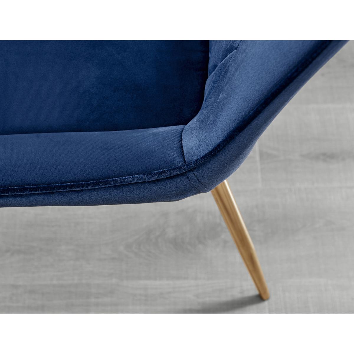 Andria Black Leg Marble Effect Dining Table and 6 Pesaro Gold Leg Chairs - Blue – image 9