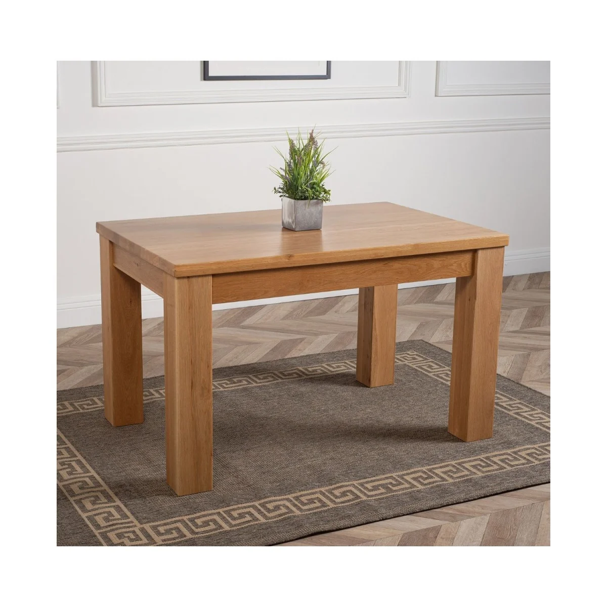Dakot 127 x 82cm Oak Small Dining Table and 6 Washington Leather Chairs - Brown – image 2
