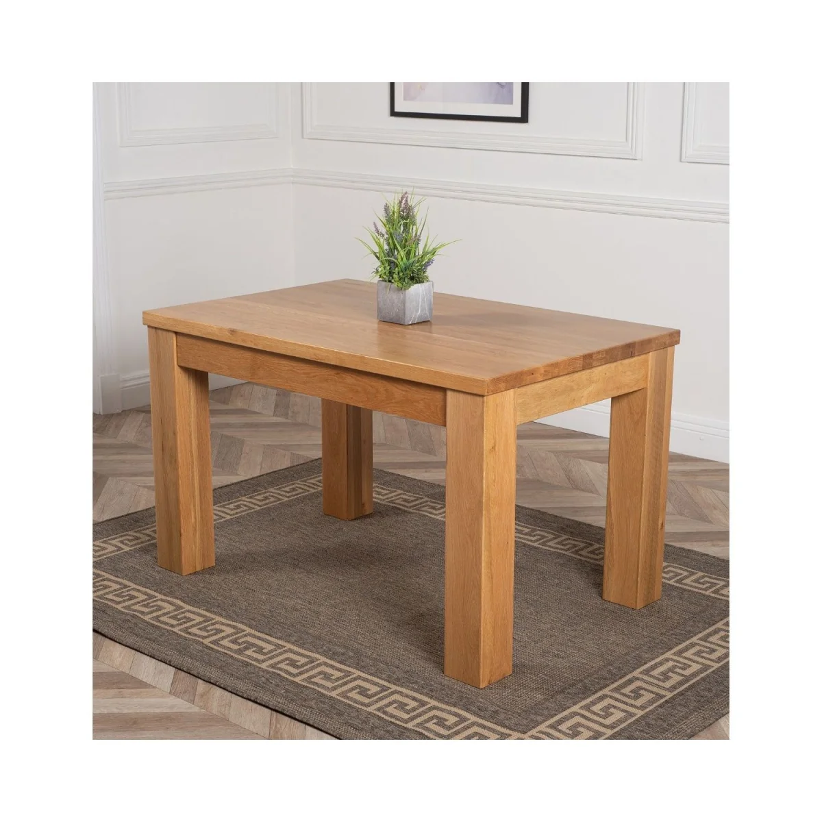 Dakot 127 x 82cm Oak Small Dining Table and 6 Washington Leather Chairs - Brown – image 11