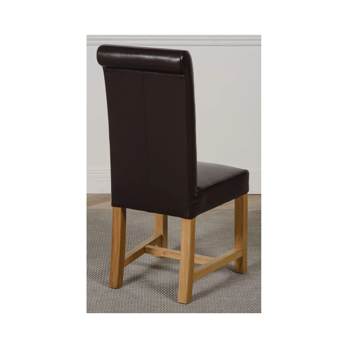 Dakot 127 x 82cm Oak Small Dining Table and 6 Washington Leather Chairs - Brown – image 18
