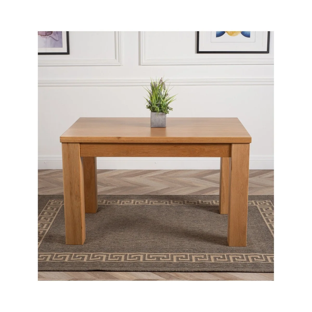 Dakot 127 x 82cm Oak Small Dining Table and 6 Washington Leather Chairs - Brown – image 1