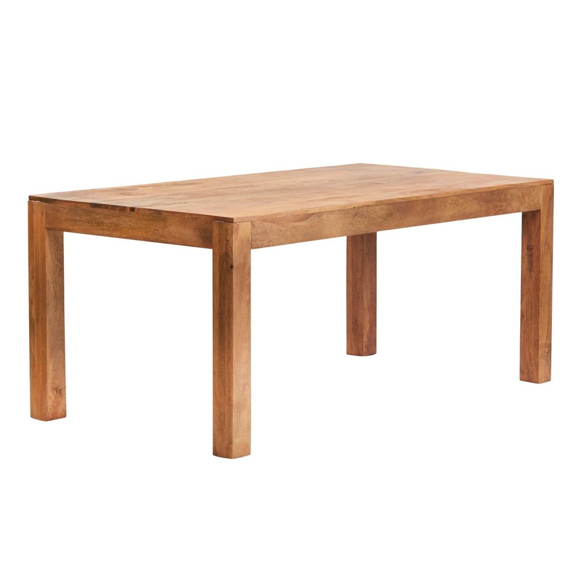 Solid Light Mango Wood 6 FT Dining Set with 6 Leather Chairs - Light Wood – image 2
