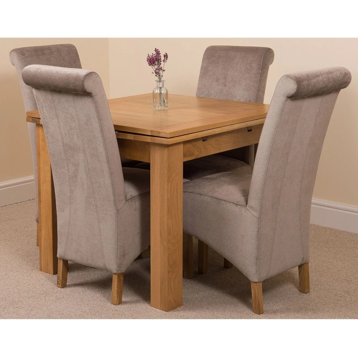 Richmond 90-150cm Oak Extending Dining Table and 4 Montana Fabric Chairs - Black – image 11