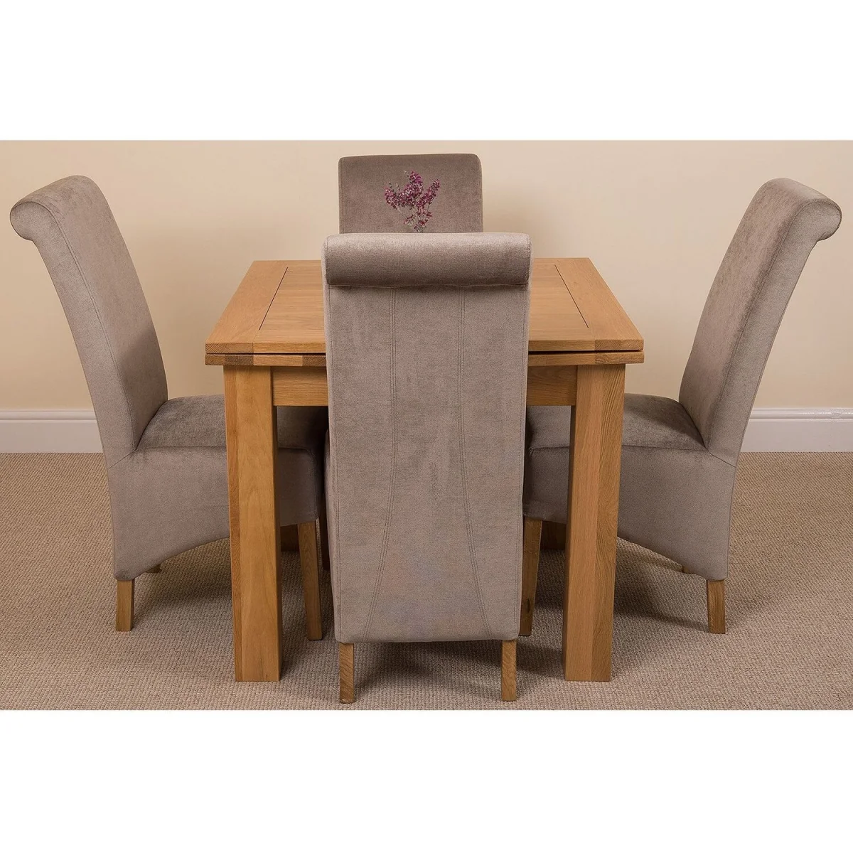 Richmond 90-150cm Oak Extending Dining Table and 4 Montana Fabric Chairs - Black – image 12