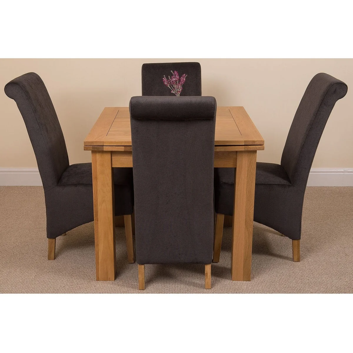 Richmond 90-150cm Oak Extending Dining Table and 4 Montana Fabric Chairs - Black – image 18