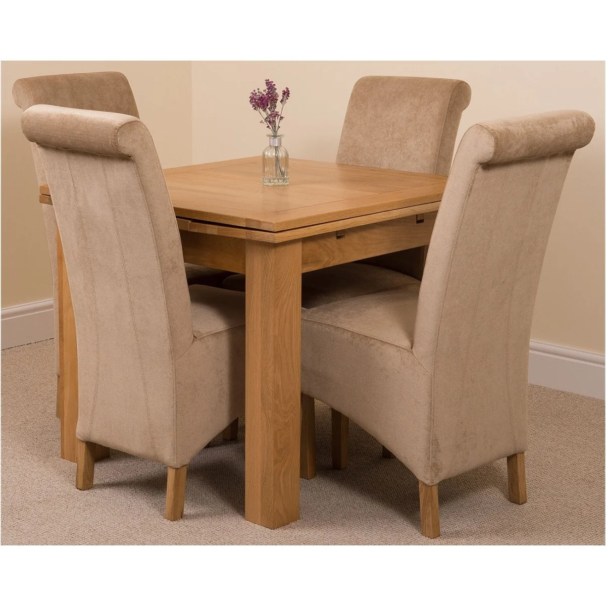 Richmond 90-150cm Oak Extending Dining Table and 4 Montana Fabric Chairs - Black – image 23