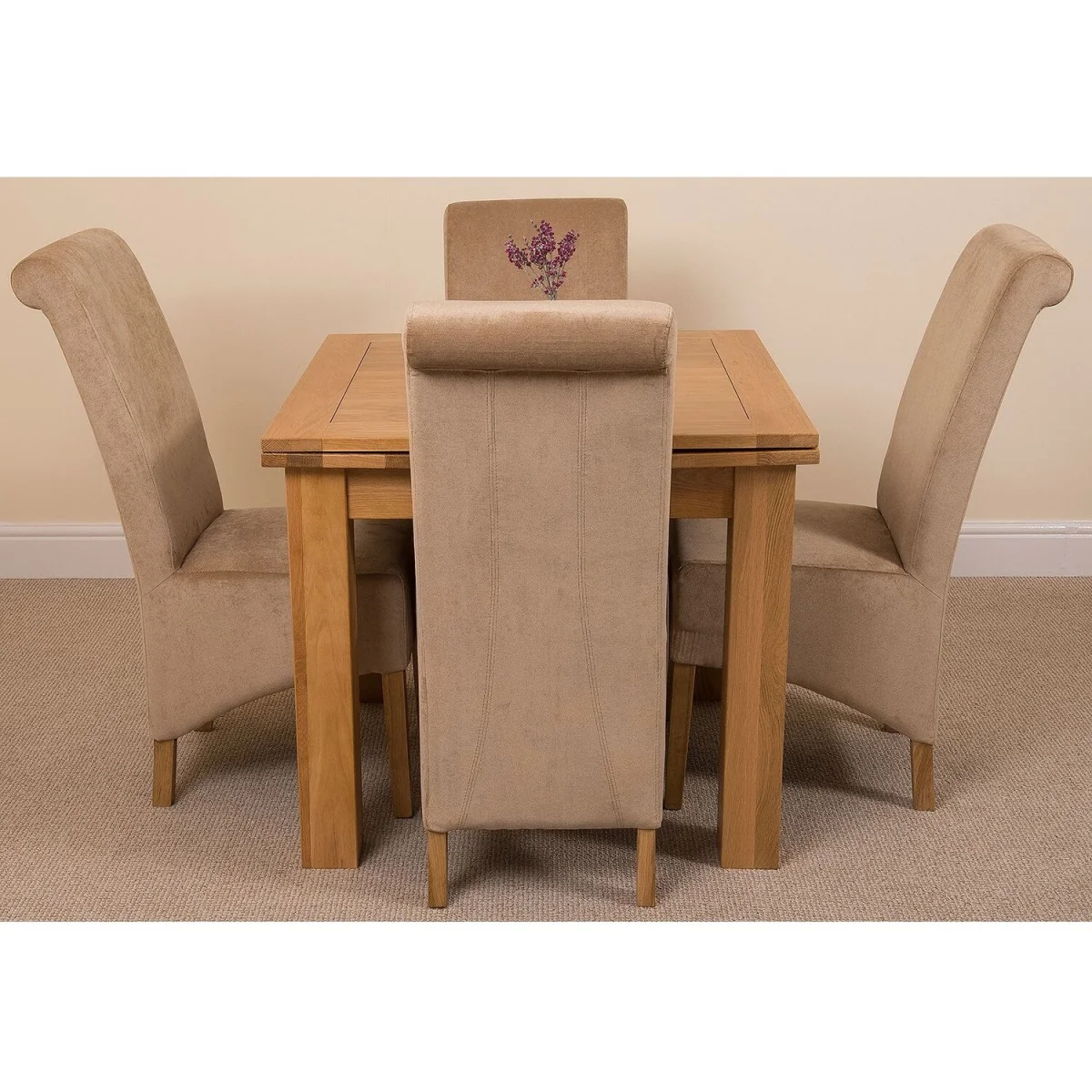Richmond 90-150cm Oak Extending Dining Table and 4 Montana Fabric Chairs - Black – image 24