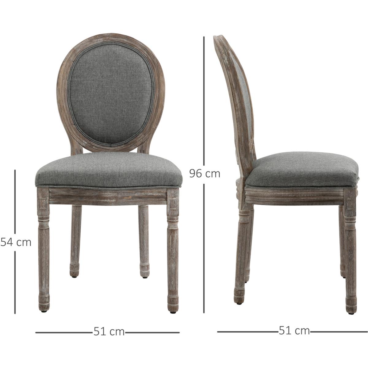 Set of 2 Elegant French Style Dining Chairs with Wooden Frame - Grey – image 11