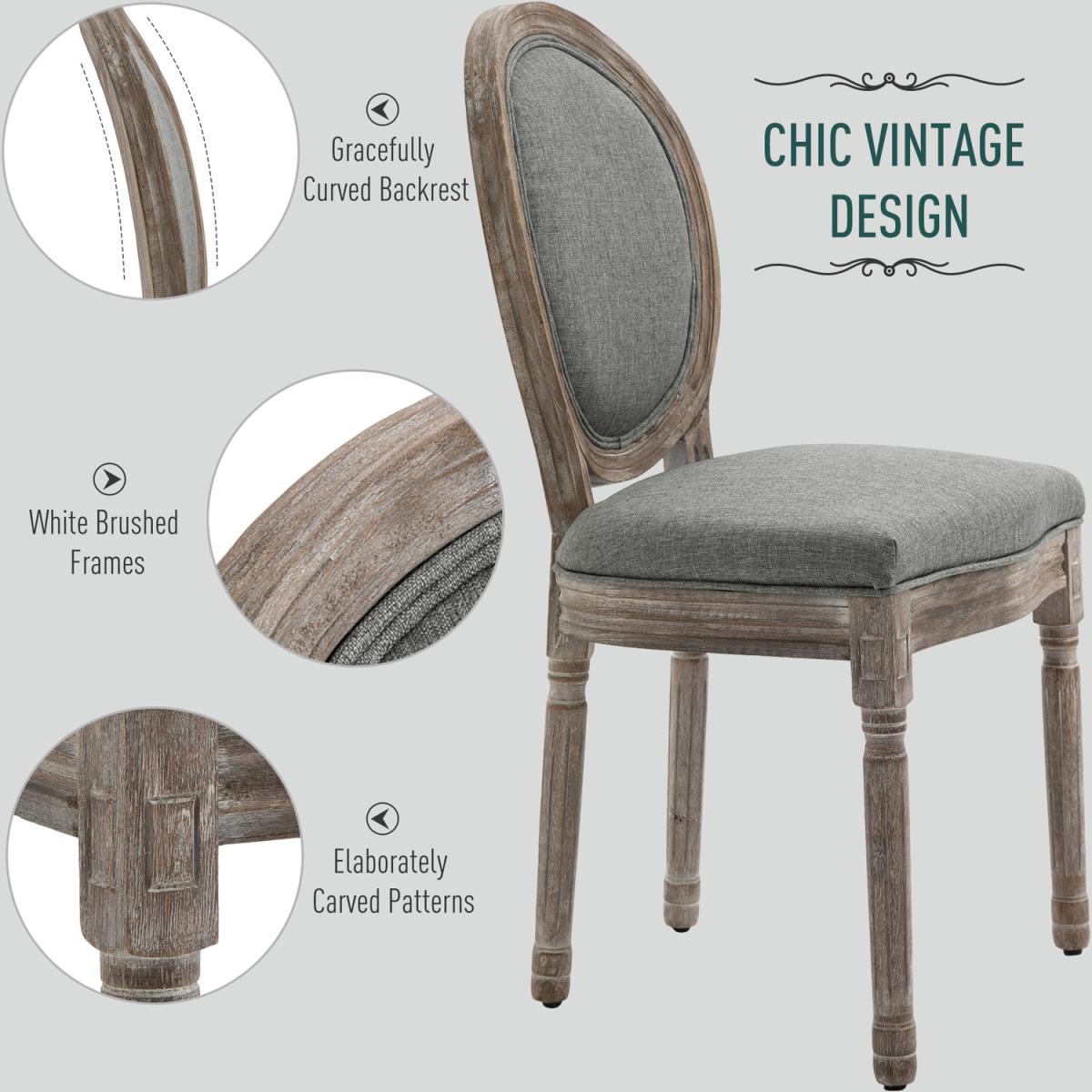 Set of 2 Elegant French Style Dining Chairs with Wooden Frame - Grey – image 13