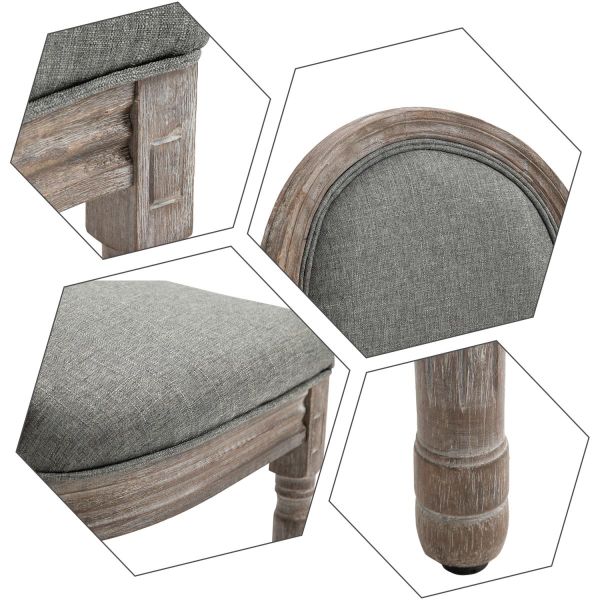 Set of 2 Elegant French Style Dining Chairs with Wooden Frame - Grey – image 15