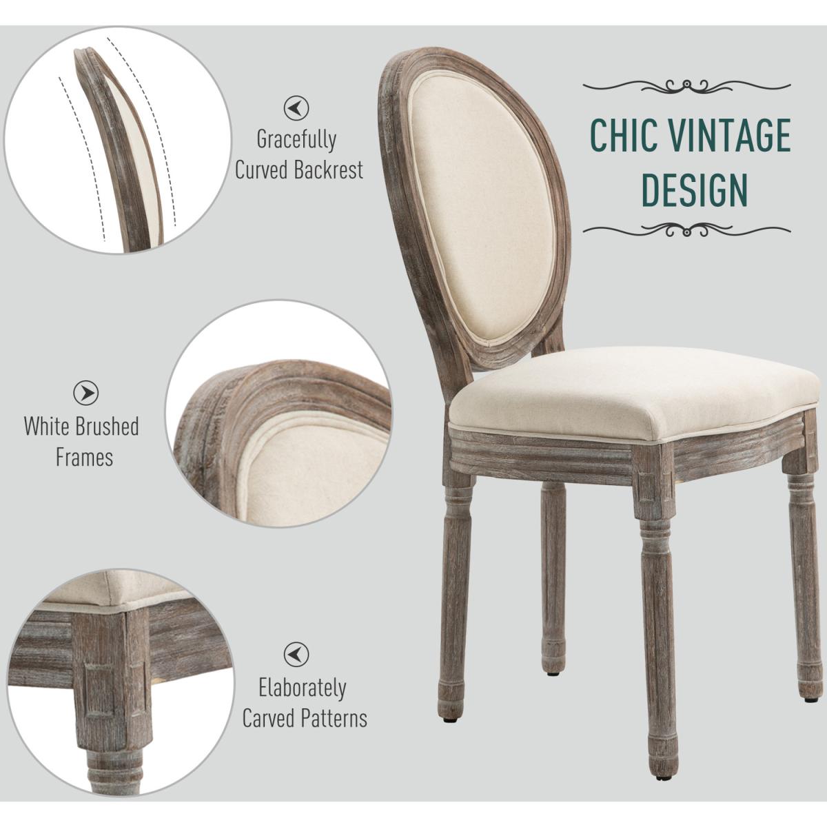 Set of 2 Elegant French Style Dining Chairs with Wooden Frame - Grey – image 4