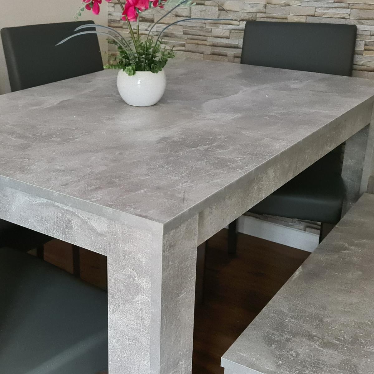 Grey Dining Table and 4 Grey Chairs and Bench - Stone Grey – image 5