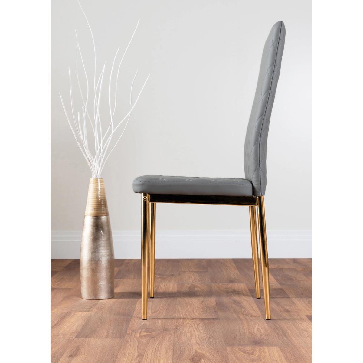 Giovani Round Grey 100cm Table and 4 Gold Leg Milan Chairs - Grey – image 4