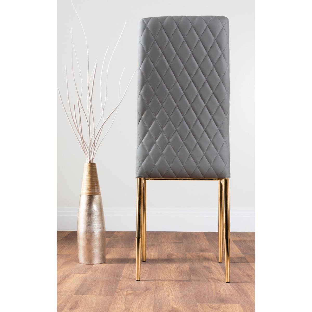 Giovani Round Grey 100cm Table and 4 Gold Leg Milan Chairs - Grey – image 5