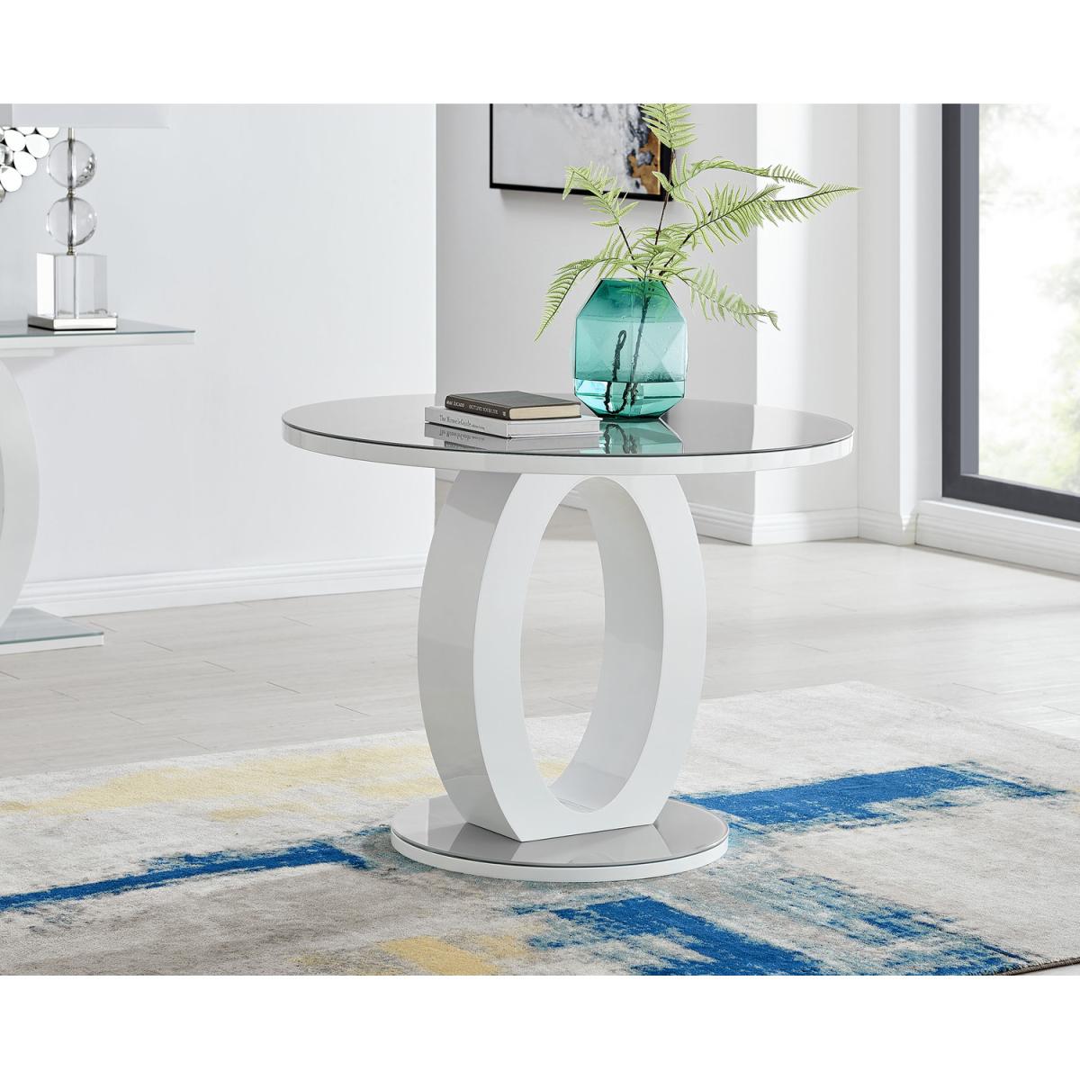 Giovani Round Grey 100cm Table and 4 Gold Leg Milan Chairs - Grey – image 10