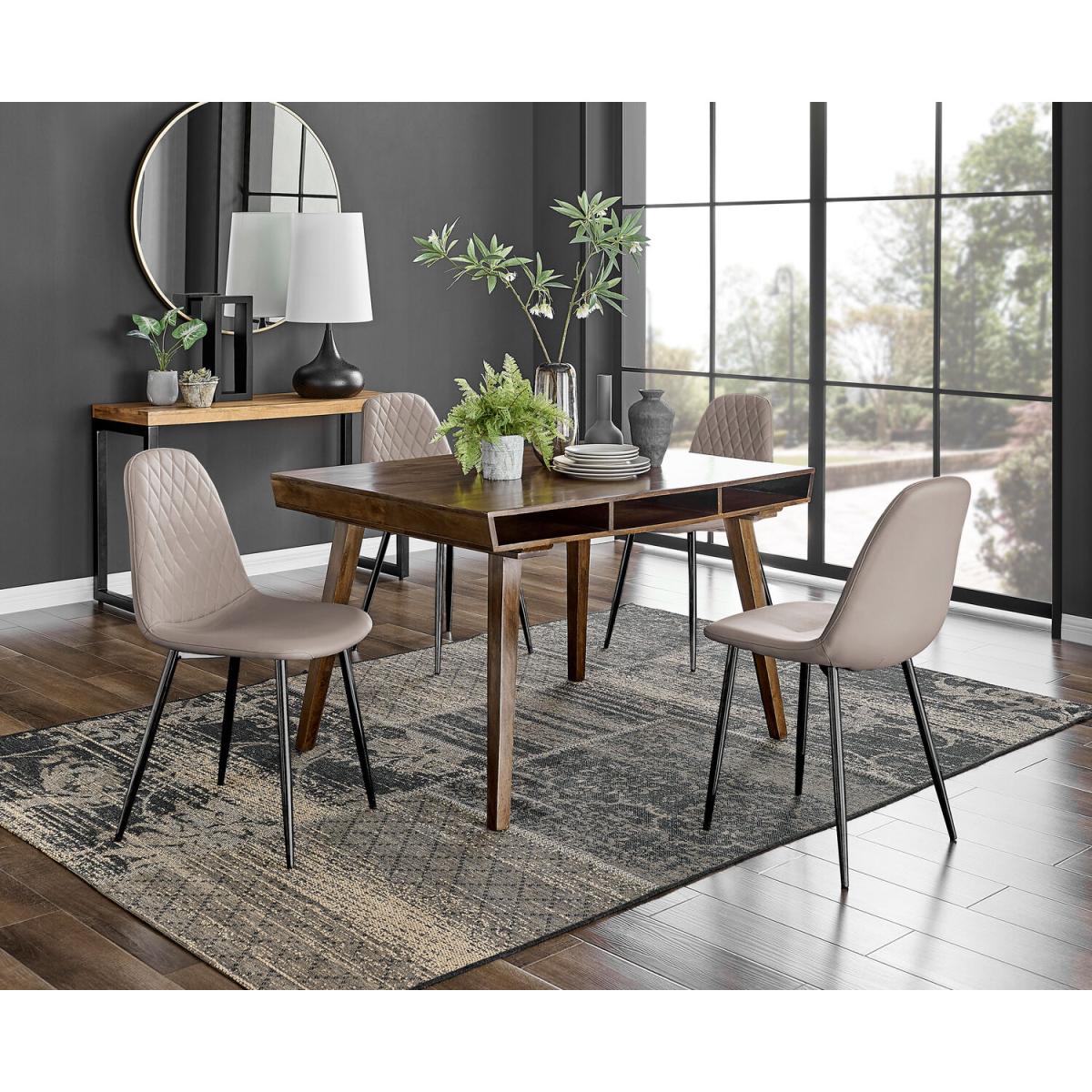 Otto Dark Walnut Solid Wood Dining Table and 4 Corona Black Leg Chairs - White – image 15
