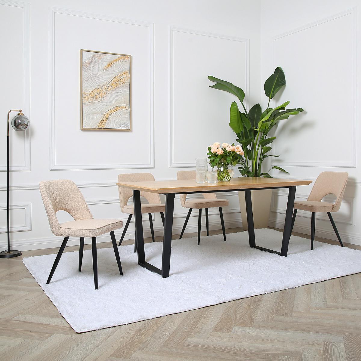 Oak Table with 4 Thetis Boucle Chairs - Boucle Beige – image 2
