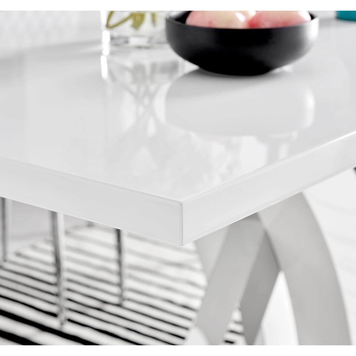 Atlanta 6 White Dining Table and 6 Pesaro Silver Leg Chairs - Navy – image 4