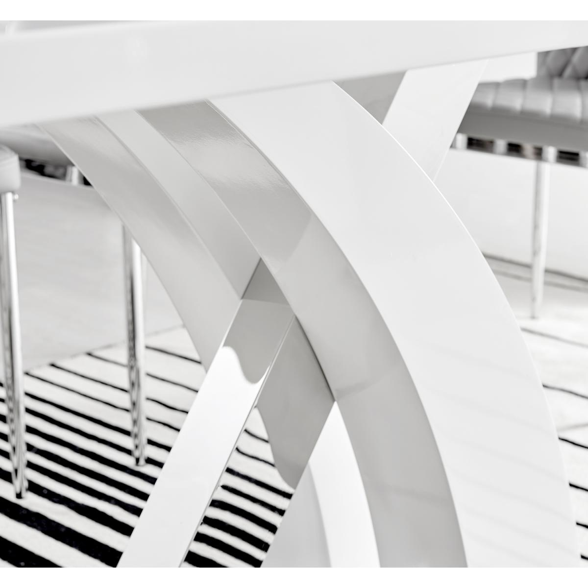 Atlanta 6 White Dining Table and 6 Pesaro Silver Leg Chairs - Navy – image 5