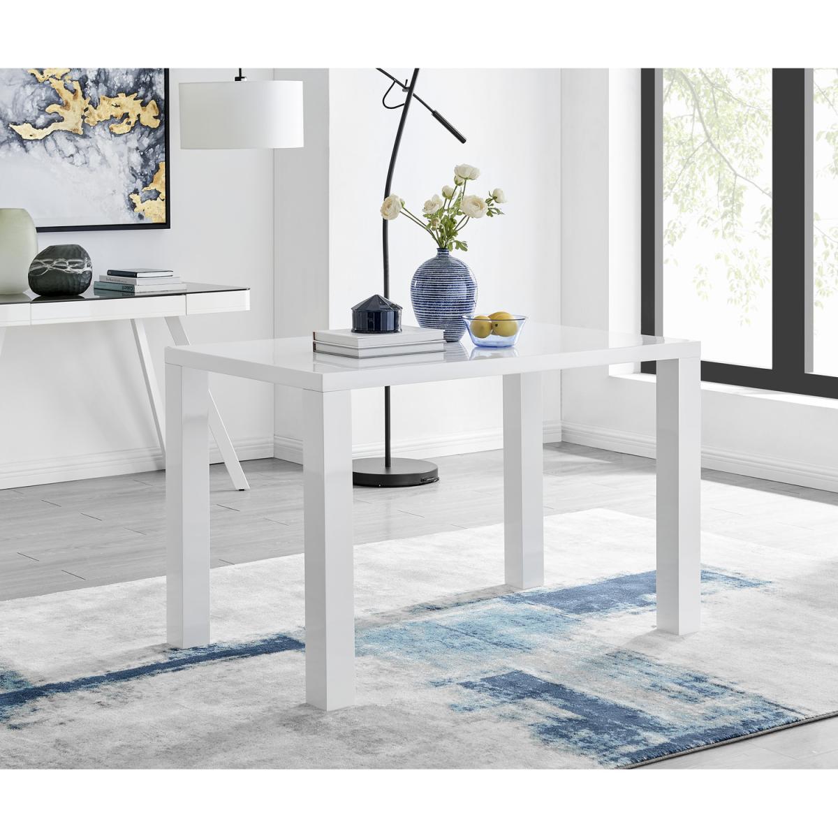 Pivero 4 White Dining Table and 4 Gold Leg Milan Chairs - Yellow – image 12