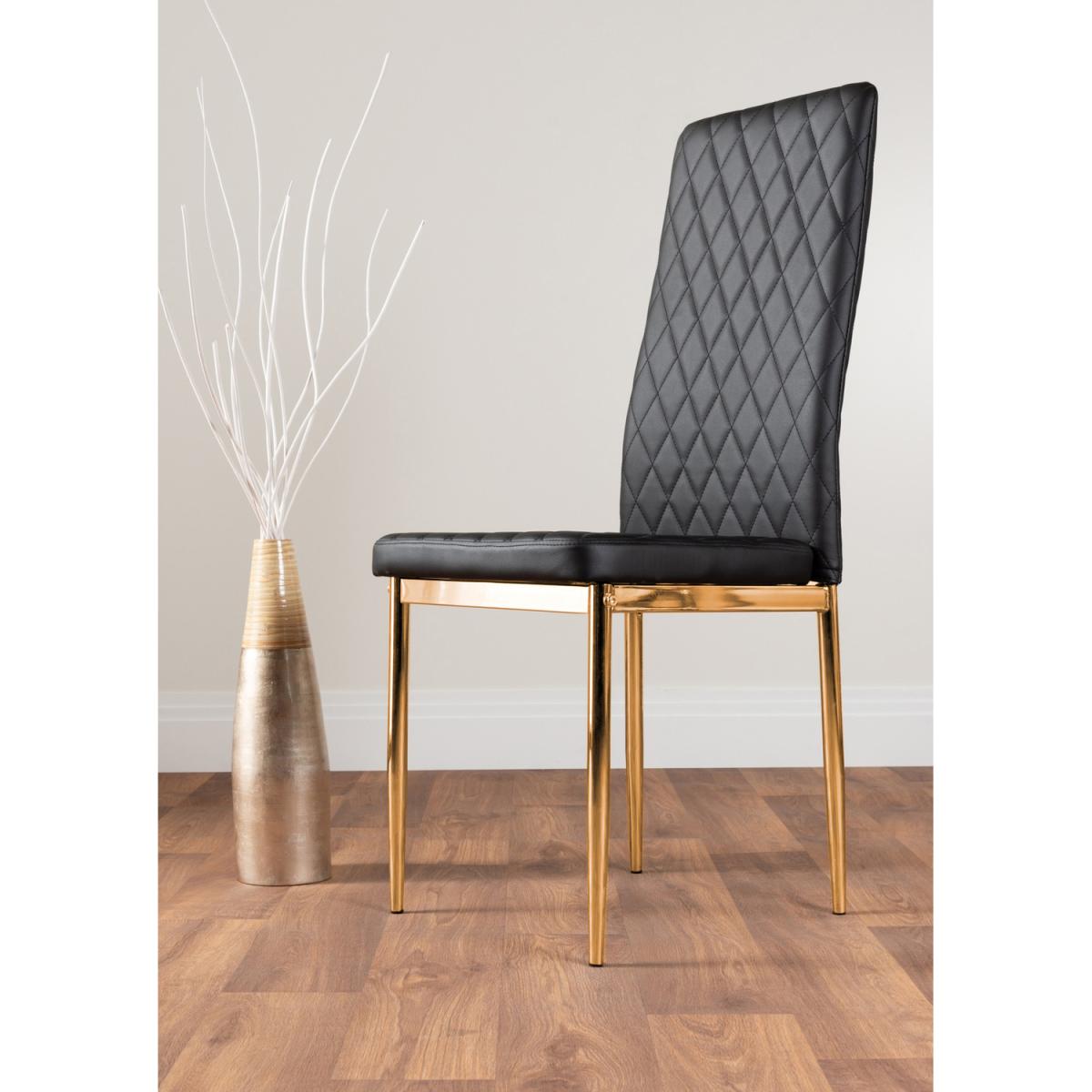 Pivero 4 White Dining Table and 4 Gold Leg Milan Chairs - Yellow – image 20