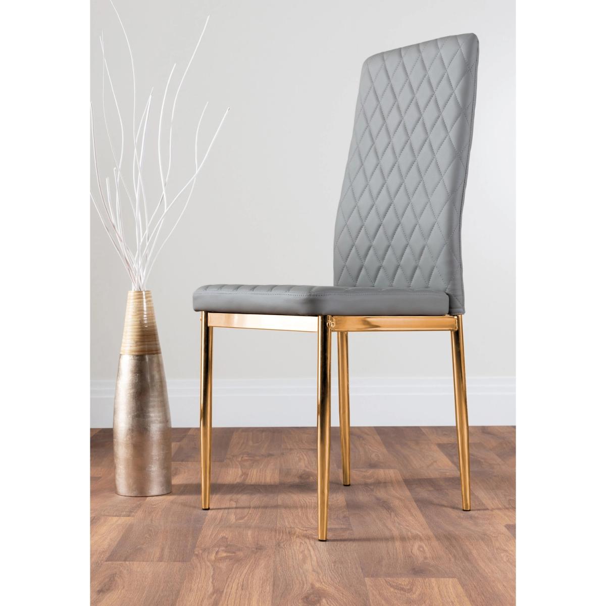 Pivero 4 White Dining Table and 4 Gold Leg Milan Chairs - Yellow – image 26