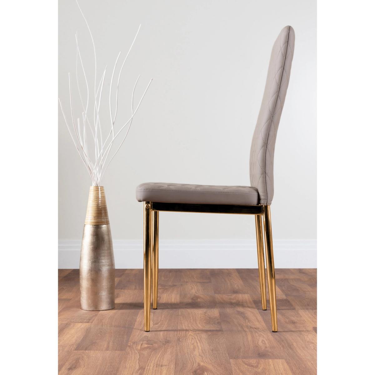 Pivero 4 White Dining Table and 4 Gold Leg Milan Chairs - Yellow – image 4