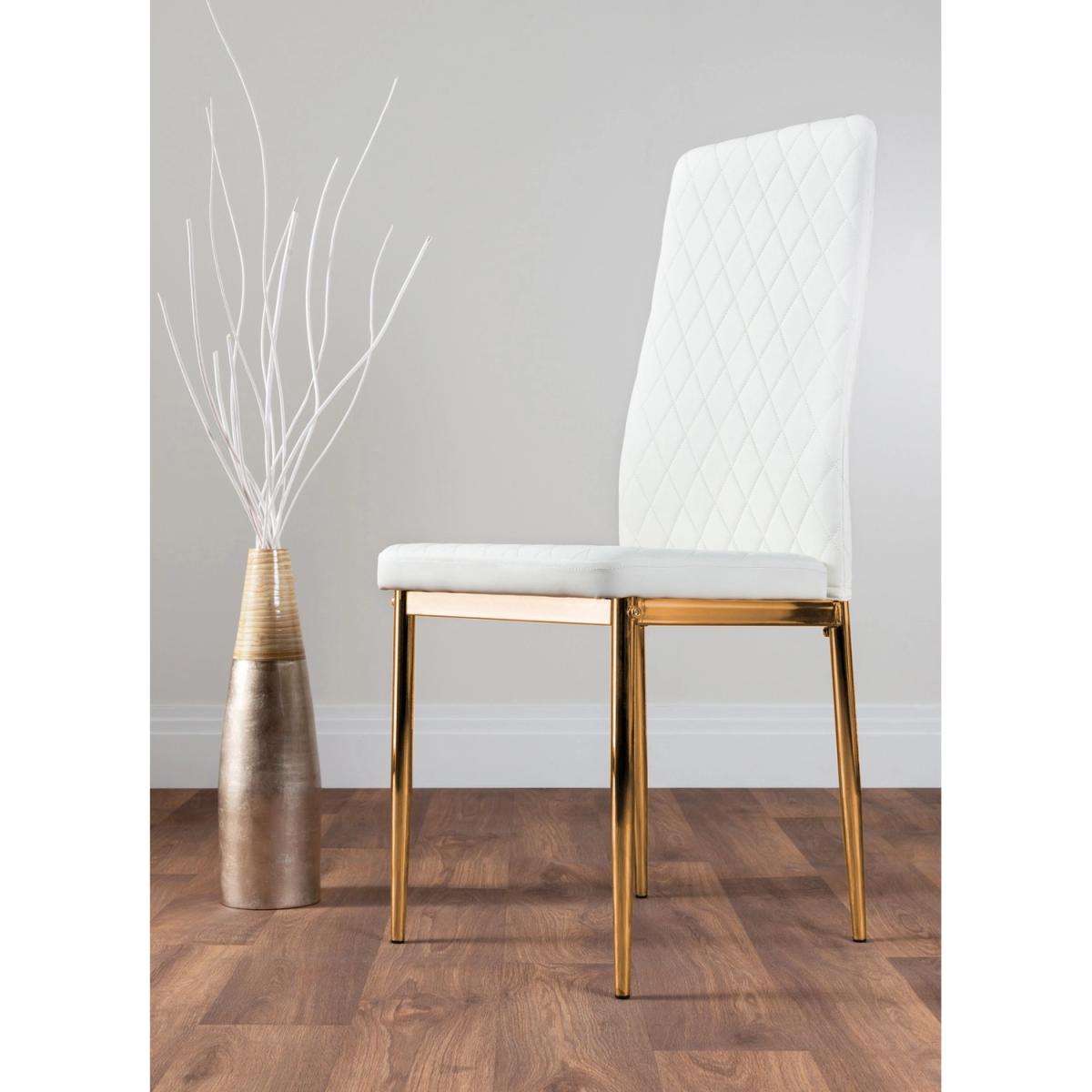 Pivero 4 White Dining Table and 4 Gold Leg Milan Chairs - Yellow – image 33