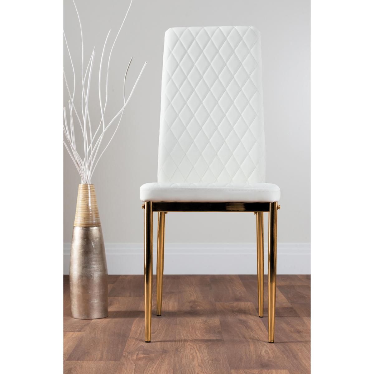 Pivero 4 White Dining Table and 4 Gold Leg Milan Chairs - Yellow – image 39
