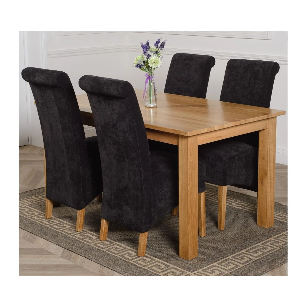 Oslo 150 x 90 cm Medium Oak Dining Table and 4 Montana Fabric Chairs - Beige – image 12